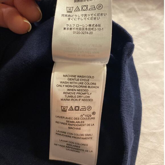 Classic Minimalist Navy Blue Cotton V-Neck Tee Lauren Ralph Lauren XL - Picture 6 of 7